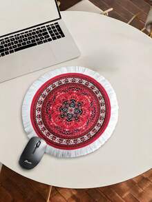 Moroccan Tassel Coaster Bohemian Round Heat Resistant Mat Handwoven Non Slip Small Mouse Pad Placemat Style Home Desk Decor - Multicolor - View 6