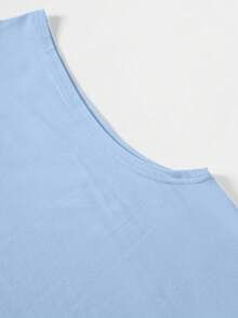Manfinity Homme Men's Solid Color Round Neck Sleeveless Loose Casual Summer Versatile Tank Top - Baby Blue - View 7