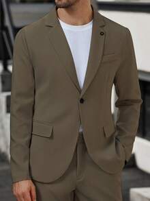 Manfinity Mode Men's Business Formal Lapel Collar Suit Jacket And Pants Set, Suitable For Work, Commute, Wedding - Mocha Brown - View 6