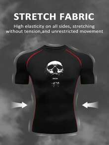 Manfinity Sport Corelite Bộ đồ thể thao nam gồm áo thun và quần short in hình đầu lâu. - màu đen - Xem 3