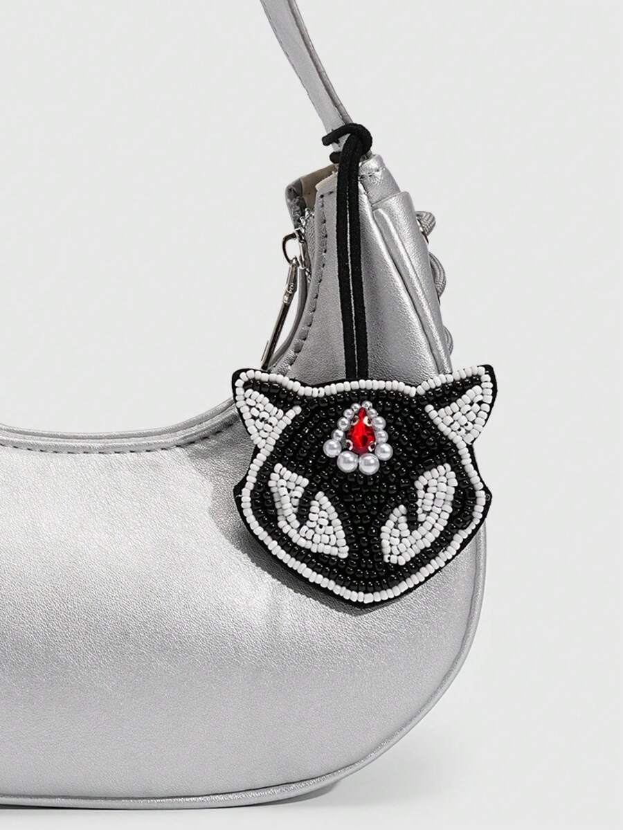 ROMWE Goth 1个哥特式黑猫包饰,手工布艺贴片吊坠,万圣节装饰配件 - 黑色1 - 查看 1