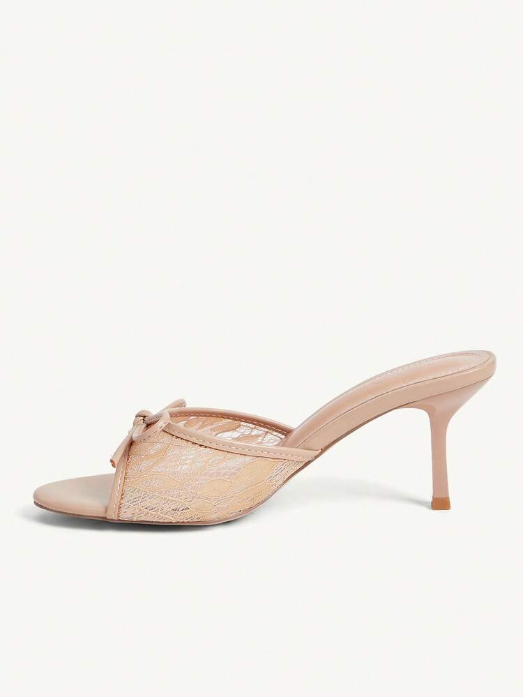 CUCCOO CHICEST Women's Fashion High Heel Slide Sandals With Bow Decor Summer Shoes Wedding Shoes Bride Shoes