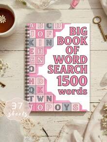 1 PC "Big Book Of Word Search 1500 Word" Vocabulary Fill-In-The-Blank Notebook, Pink Letter Notebook Suitable For Office Work And Study Meeting Minutes Daily Memos Journaling Organizing Inspiration - multicolor - View 4