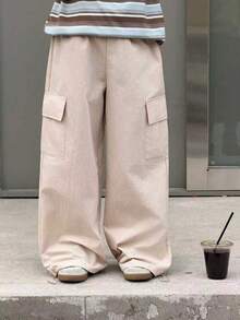 DAZY Tween Boys' Solid Color Cargo Style Loose Fit Casual Pants - Khaki - View 6