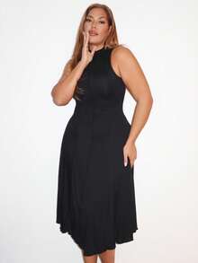 MelDlgn Plus Size Apricot Turtleneck Sleeveless Dress For Women,Fall Long Dresses,Cruise Women Outfits,Elegant Dress,Evening Dress,Fall Women Dresses,Prom Dress,Halloween Dress,Homecoming Dresses,Beach Women Outfits,Dress,Vintage Dress,Birthday Dresses For Women - Black - View 6