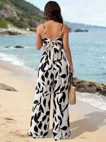 Franclia 女士优雅露背系带连体裤，度假必备 - 彩色 - 查看 2