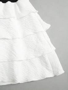 Franclia Women's Summer Beach Vacation Style Waist Splicing Elastic Drawstring Waist Cake Skirt - White - View 3