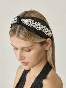 MOTF PREMIUM 珍珠花朵水晶串珠蝴蝶结发箍 - 彩色 - 查看 7