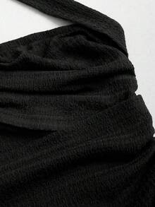 Sweetra Đầm nữ mùa xuân/hè mới, kiểu dáng vintage, gợi cảm, ôm sát, khoét eo, cổ yếm, thanh lịch, đa năng, thoải mái, thích hợp cho tiệc tùng, thường ngày, màu nâu. - màu đen - Xem 7