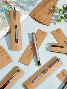 30/60/90pcs Set Kraft Paper Pen Box, Single Pen Holder Packaging, Music Theme Solid Color Pattern, Office & Small Business Supplies And Decorations - Multicolor - View 1