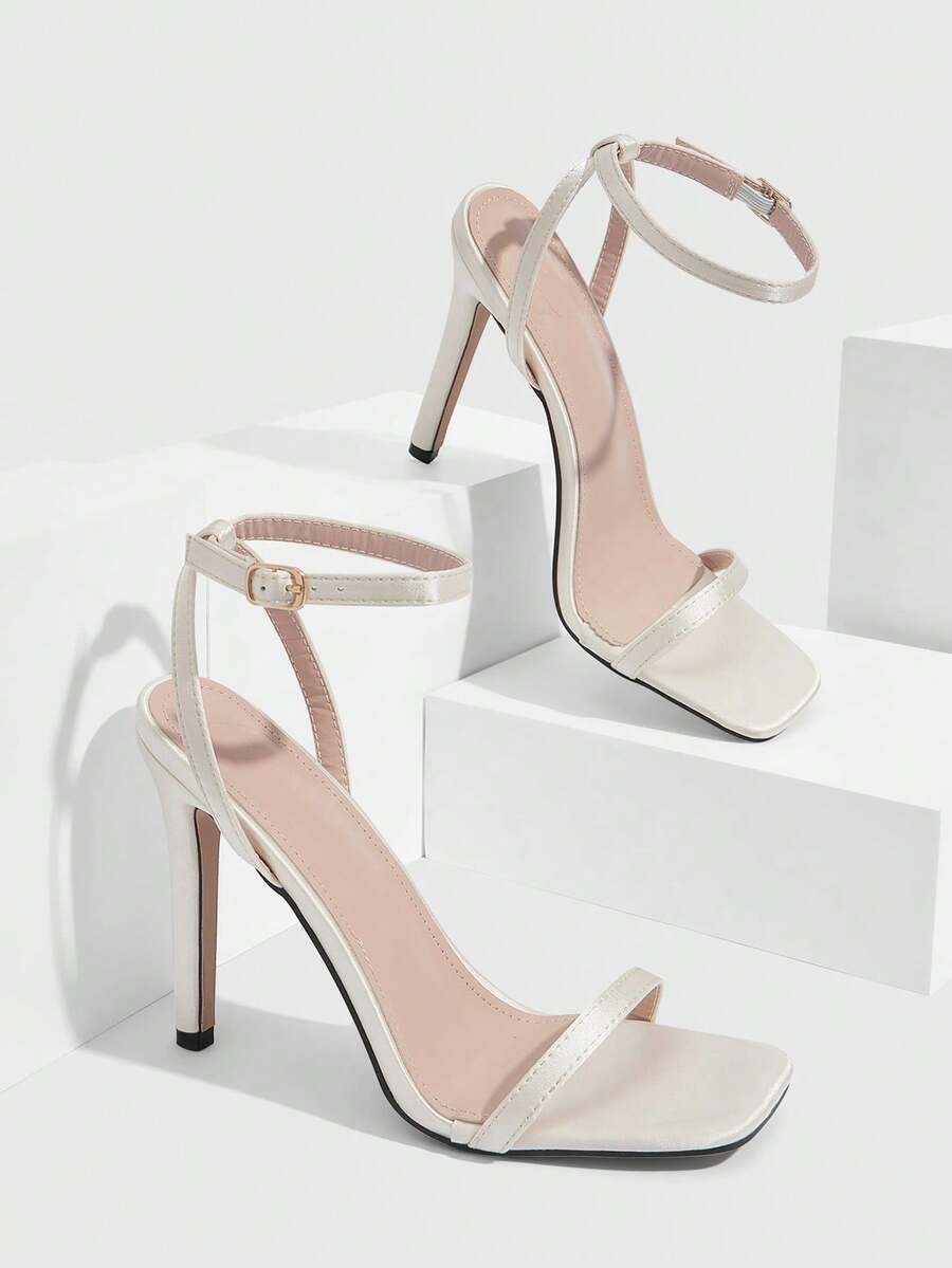 CUCCOO SZL Sandalias de tacón elegantes y sencillas para uso diario, sandalias de tacón alto sexy para uso nocturno y fiestas - Albaricoque satinado - Ver 1