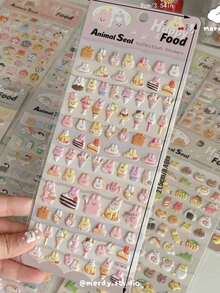 MINKOJA 1张3D迷你动物贴纸 快乐食物系列 返校季，返校用品 - 彩色 - 查看 16