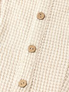 Ellevyn Blusa de mujer con cuello cuadrado y volante de textura de gofre - Albaricoque - Ver 4