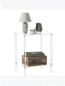 A Square Acrylic Table With Double Layered Circular Edge Tables, Lightweight And Detachable, Suitable For Living Rooms, Office Reception Areas, Apartments, Outdoor Parties. - Multicolor - View 5