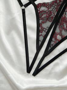 SpicyHot 女士性感蕾丝镂空吊带连体衣，适合外出穿着 - 彩色 - 查看 4