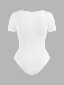 SHEIN EZwear 3件套多色方领T恤式连体衣，黑/白/灰 - 彩色 - 查看 4