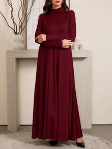 Al Najma Bộ áo lót dài tay cổ cao màu đen trắng kín đáo dành cho nữ và váy Abaya, áo thun thường ngày giản dị kiểu Ả Rập, váy mặc trong Abaya, váy dài cơ bản thiết yếu. - Nhiều màu - Xem 4