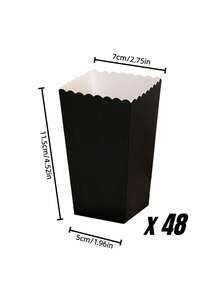 100/48/36/24/1pc Black Popcorn Boxes, 2 X 4.5 X 3 Inch Mini Popcorn Boxes, Suitable For Movie Night Decor, Christmas/Halloween - Black - View 9
