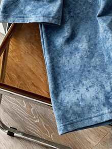 Manfinity Joysei 复古芝加哥字母印花做旧短袖T恤，男士款，适合夏季穿着，可作朋友礼物 - 藍色 - 查看 4