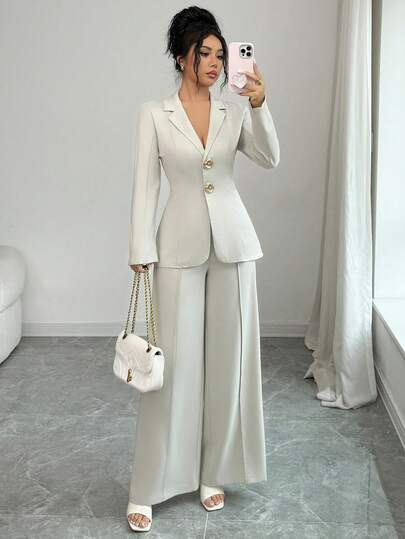 Modelyn Nuevo conjunto de traje elegante y vintage con cintura ceñida, sofisticado y versátil para uso profesional y de oficina