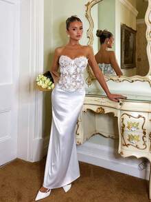 Glamine Charm 女士优雅蕾丝吊带背心，夏季必备 - 白色 - 查看 5