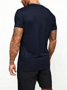 Acti Log Áo thun thể thao nam Manfinity Fitness in chữ, áo tập luyện cơ bản, áo thun nam in hình, quần jogger nam. - Màu xanh hải quân - Xem 2