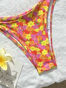 Swim Mod Spring/Summer Digital Print Wireless Camisole Top And Swim Shorts Women's Beach Holiday Cute Bikini Set Set - Multicolor - View 5