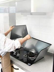1 tấm chắn dầu mỡ gấp gọn bằng thép không gỉ cỡ lớn, thích hợp cho việc nấu nướng trên bếp, bảo vệ khi chiên rán trong nhà bếp. - Viền đen dày - Xem 2