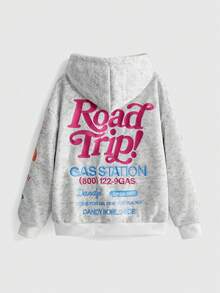 ROMWE Avant Oversized Sweatshirt With Embroidered Patches, Washed Street Style Inspired - White - View 1