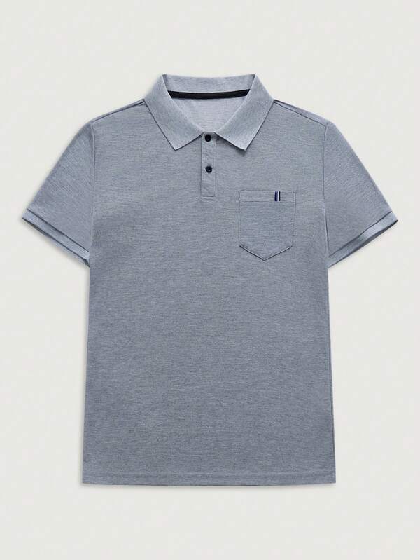 Courvante 男士纯色口袋贴片短袖 Polo 衫，适合高尔夫运动