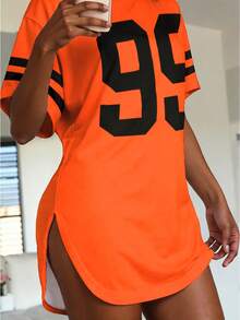 Maweii Burnt Orange Summer Oversized Women's Plus-Size Digital Printed Striped T-Shirt,Everyday Casual Home Top,Gift For Mothers & Sisters - Multicolor - View 1