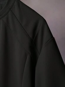 STYNVO Men's Round Neck Raglan Sleeve Short Sleeve Casual Summer Versatile T-Shirt - Black - View 3