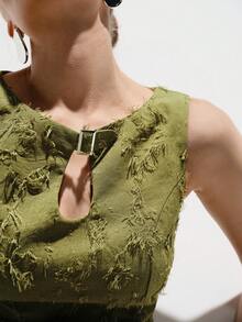 Aveloria Modichic Robe à franges brodée sans manches, encolure avec trou de serrure, silhouette en A, tissu de velours doux, broderie florale, convient pour les sorties, le port décontracté, le printemps/été, populaire en Europe et en Amérique, fraîche et littéraire, polyvalente, confortable, légère. Robes d'été pour femmes, robes de printemps pour femmes, tenues d'été pour femmes, vêtements extérieurs pour robe sans manches, blouse pour femmes, décontracté moderne - Vert - Voir 4