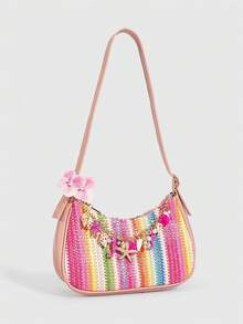 ROMWE Fairycore 1Pccolorful Dopamine Resort Style Starfish Shell Decor Straw Bag, Tropical Island Beach Bag, Suitable For Spring And Summer Travel Vacation Outfit - Color B - View 6