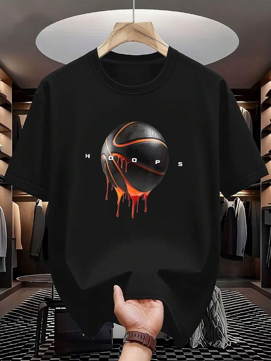 Manfinity Dauomo Kaos Lengan Pendek Kasual Ukuran Standar Pria dengan Motif Cetak