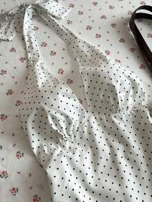 Glimmora Vestido sexy de mujer con cuello en pico y estampado de lunares - Blanco - Ver 7