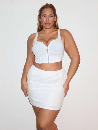 MelDlgn 加大码白色休闲裙，夏季时尚，椰子女孩，女生旅行，女士度假装