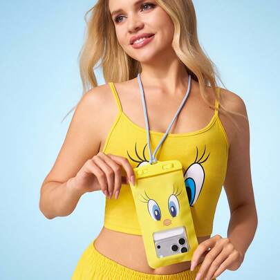 LOONEY TUNES X SHEIN 1. Túi đựng điện thoại di động chống nước, trong suốt, in hình hoạt hình, có màn hình cảm ứng, thích hợp cho các hoạt động thể thao dưới nước như chèo thuyền vượt thác, đi biển, bơi lội, đi thuyền buồm, chèo kayak, leo núi, bảo vệ điện thoại di động, máy ảnh, tiền mặt, hộ chiếu, giấy tờ khỏi nước, cát, tuyết và bụi.