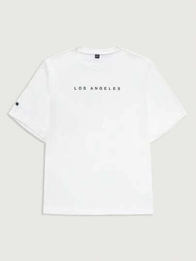 Courvante 男士印花文字短袖休閒 T 卹