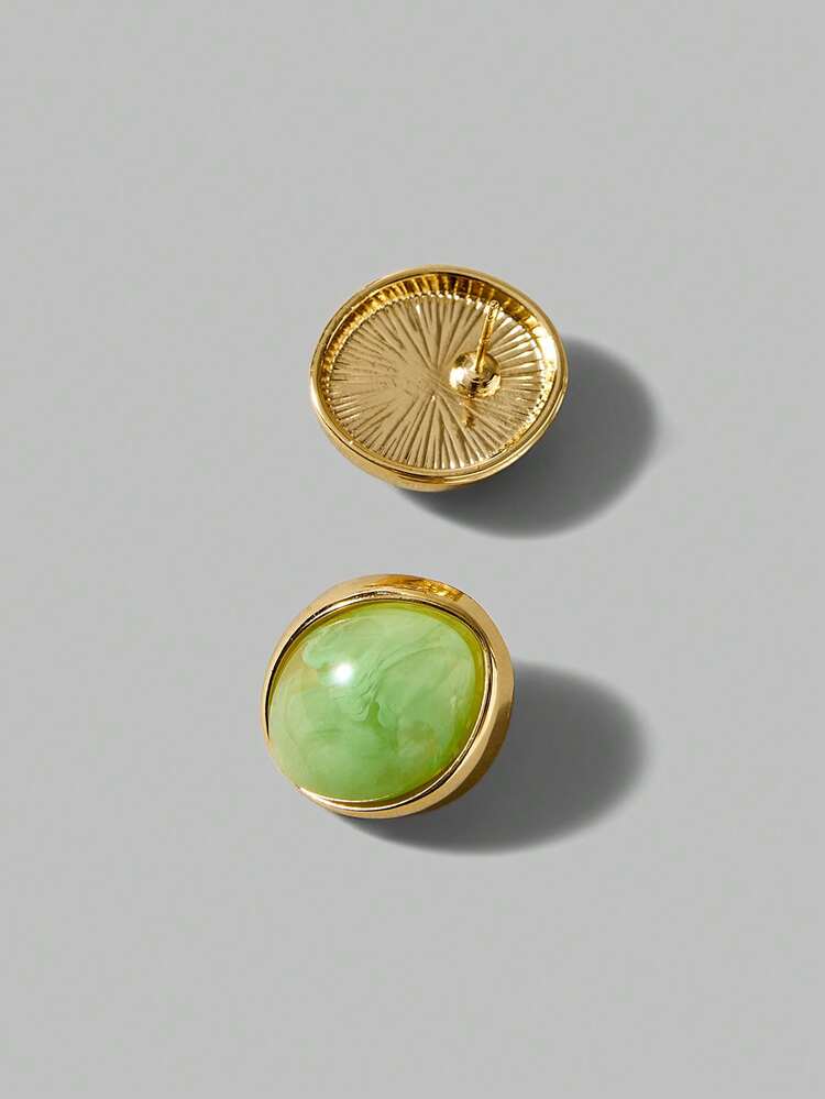 18K Gold-Plated Oval Amber Fashion & Versatile Luxury Earrings