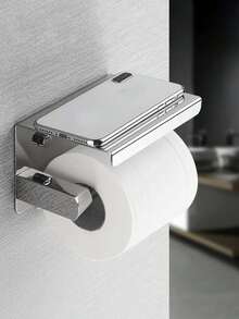 Tempat Penyimpanan Kertas Gulung Tanpa Lubang, Baja Tahan Karat 304, Rak Penyimpanan Ponsel Toilet, Kotak Tisu Toilet, Tempat Tisu yang Dipasang di Dinding - MultiWarna - View 2