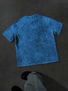 青少年男童新款休闲简约Y2K风格扎染自由女神像街头图案印花美式复古宽松舒适短袖圆领T恤，适合夏季穿着 - 彩色 - 查看 2