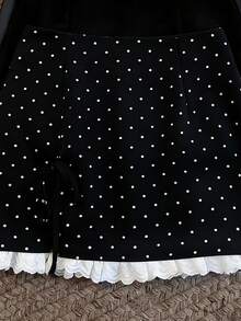 Resyla Women's Elegant Commuter Lace Patchwork Bowknot Waist Slit Midi Skirt - Black - View 3