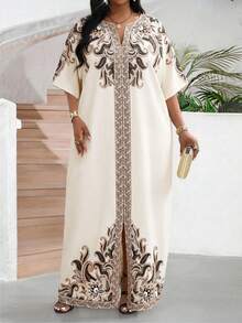 SHEIN Lady Plus Size Women Casual Loose Fit Sleeveless Cashew Print Dress - Multicolor - View 5