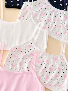 5pcs/Set Girls' Sweet Butterfly Print Camisole Crop Top, Minimalist Essential Fashion Undershirt - Multicolor - View 4