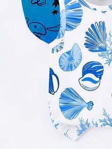 3pcs/Set Baby Boy Casual Holiday Ocean & Dinosaur Graphic, Striped Print Round Neck Tank Tops, Suitable For Spring/Summer, Beach, Vacation - Multicolor - View 3