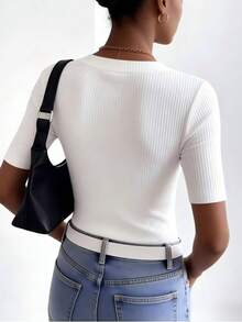 Women's Summer V-Neck Textured Fabric Fitted Casual Camisole - White - View 3