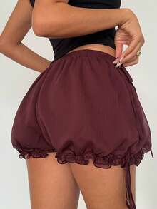 Aloruh Women's Solid Color Casual Girlisim Bud Shorts Shorts For Women Golf Pastal Summer - Brown - View 5