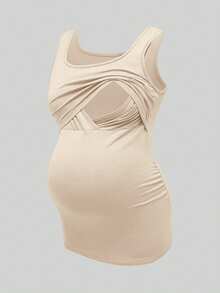 Modmama Maternity Solid Color Square Neck Casual Nursing Tank Top - Multicolor - View 15