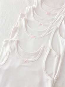 4件套女童可爱草莓樱桃水果印花多功能吊带背心套装 - 白色 - 查看 5